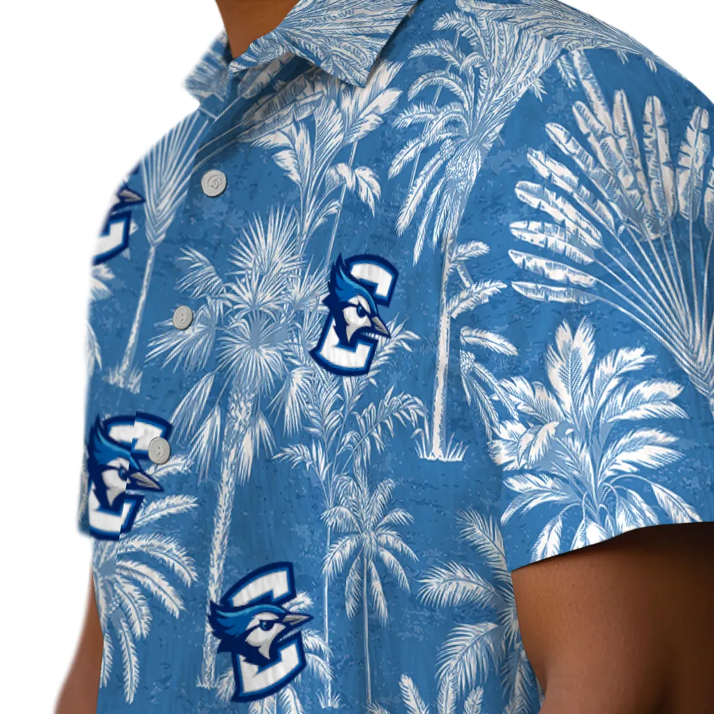 Creighton Bluejays Hawaiian Shirt - Vintage Palm Tree creighton bluejays palm shadows blue hawaiian shirts trendy