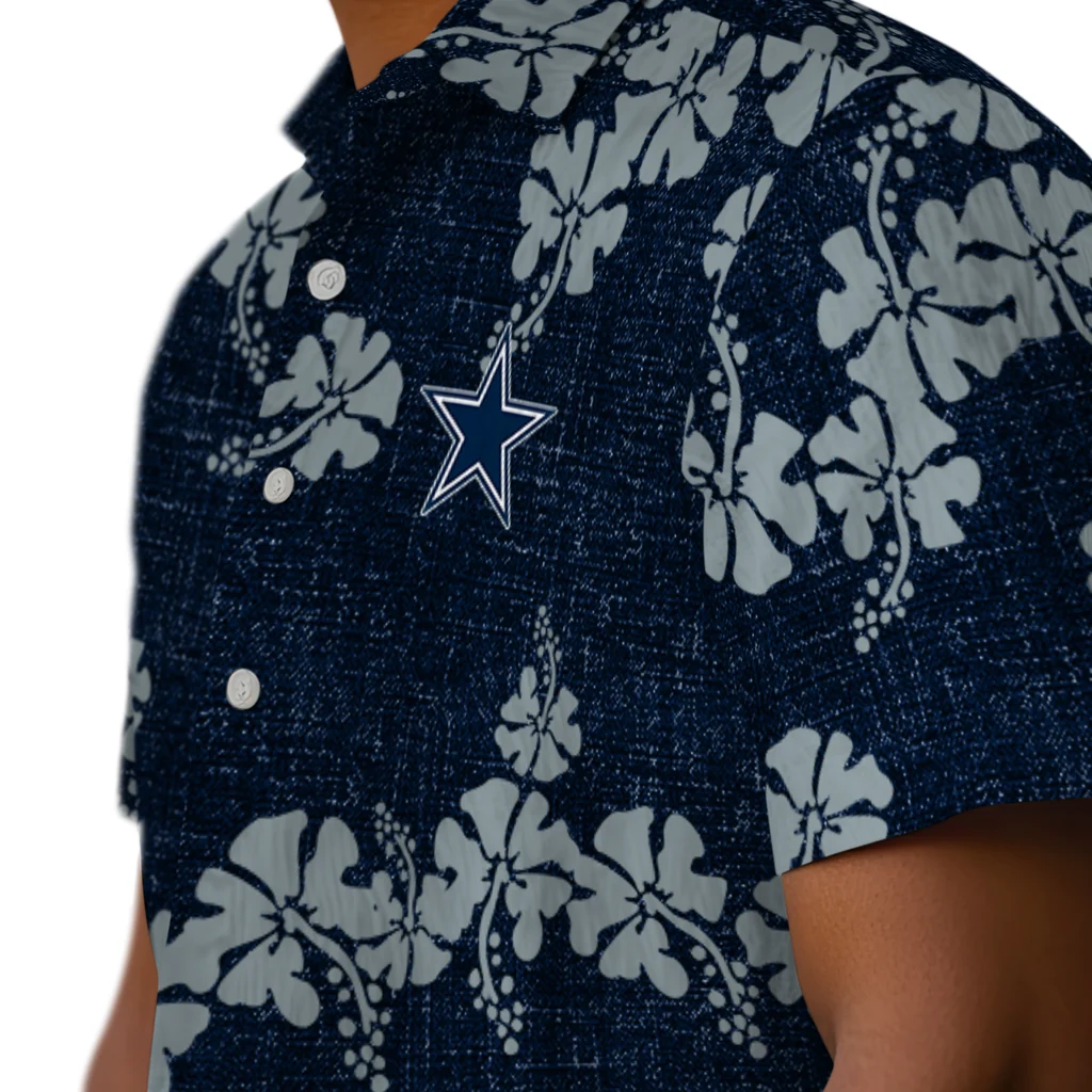 Dallas Cowboys Hawaiian Shirt - 50th State Flower dallas cowboys hibiscus petals blue hawaiian shirts trendy