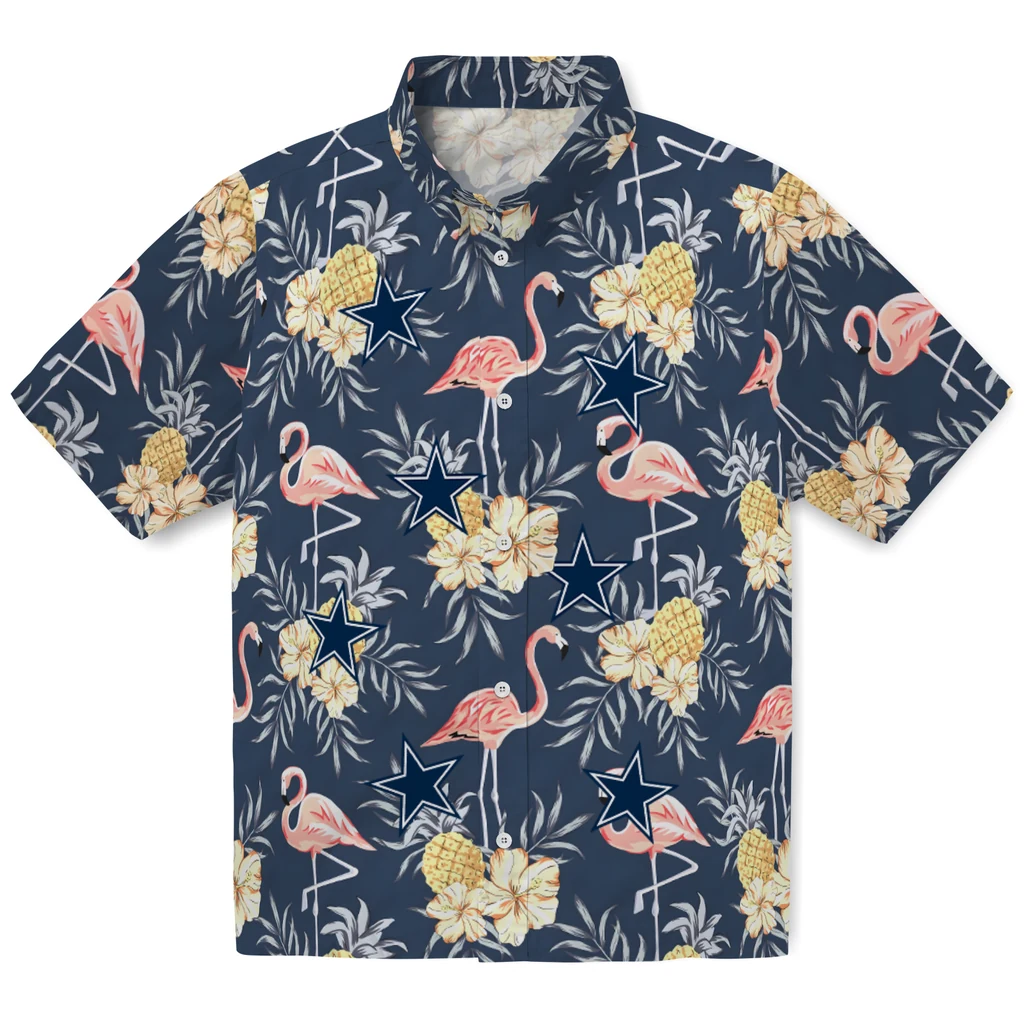 Dallas Cowboys Hawaiian Shirt - Flamingo Hibiscus dallas cowboys flamingo hibiscus navy hawaiian shirts best selling