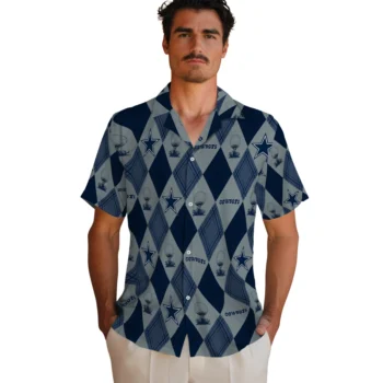 dallas cowboys balloon plaid blue hawaiian shirts fashion forward