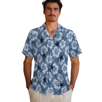 dallas cowboys hibiscus cluster blue hawaiian shirts fashion forward