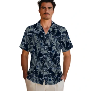 dallas cowboys hibiscus exotic blue hawaiian shirts fashion forward