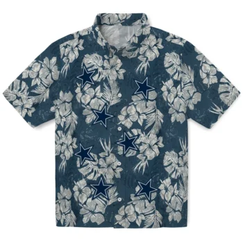 dallas cowboys hibiscus flowers navy blue hawaiian shirts best selling