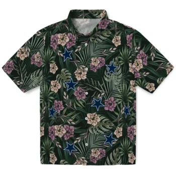 dallas cowboys hibiscus leaves pattern green hawaiian shirts best selling