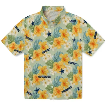dallas cowboys hibiscus mood pale lime yellow hawaiian shirts best selling