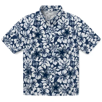 dallas cowboys hibiscus motif blue white hawaiian shirts best selling