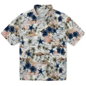 dallas cowboys hibiscus seaside white hawaiian shirts best selling