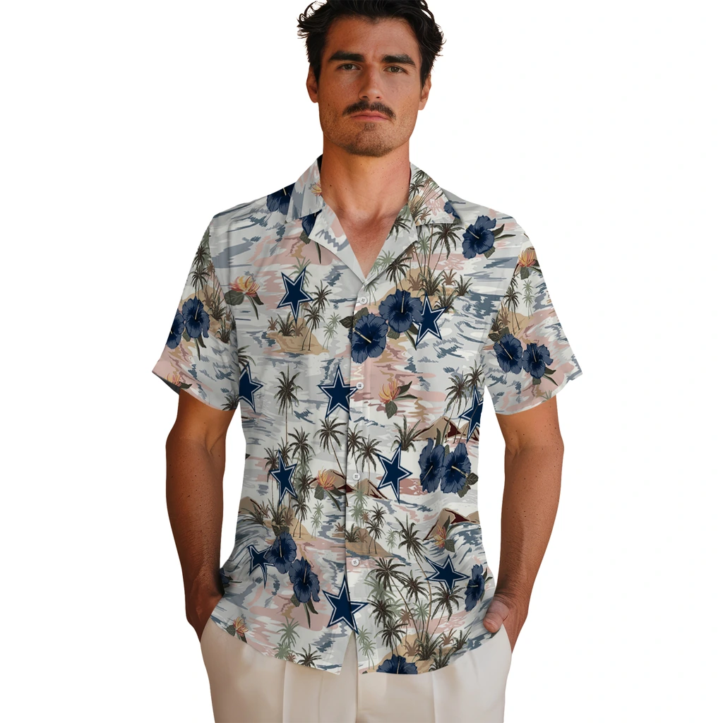Dallas Cowboys Hawaiian Shirt - Hibiscus Seaside dallas cowboys hibiscus seaside white hawaiian shirts fashion forward