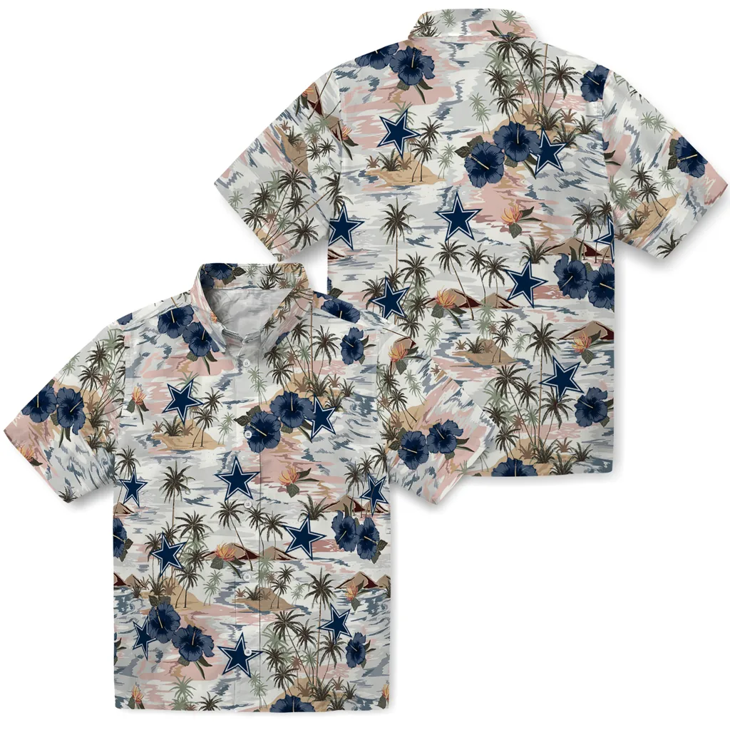 Dallas Cowboys Hawaiian Shirt - Hibiscus Seaside dallas cowboys hibiscus seaside white hawaiian shirts high quality