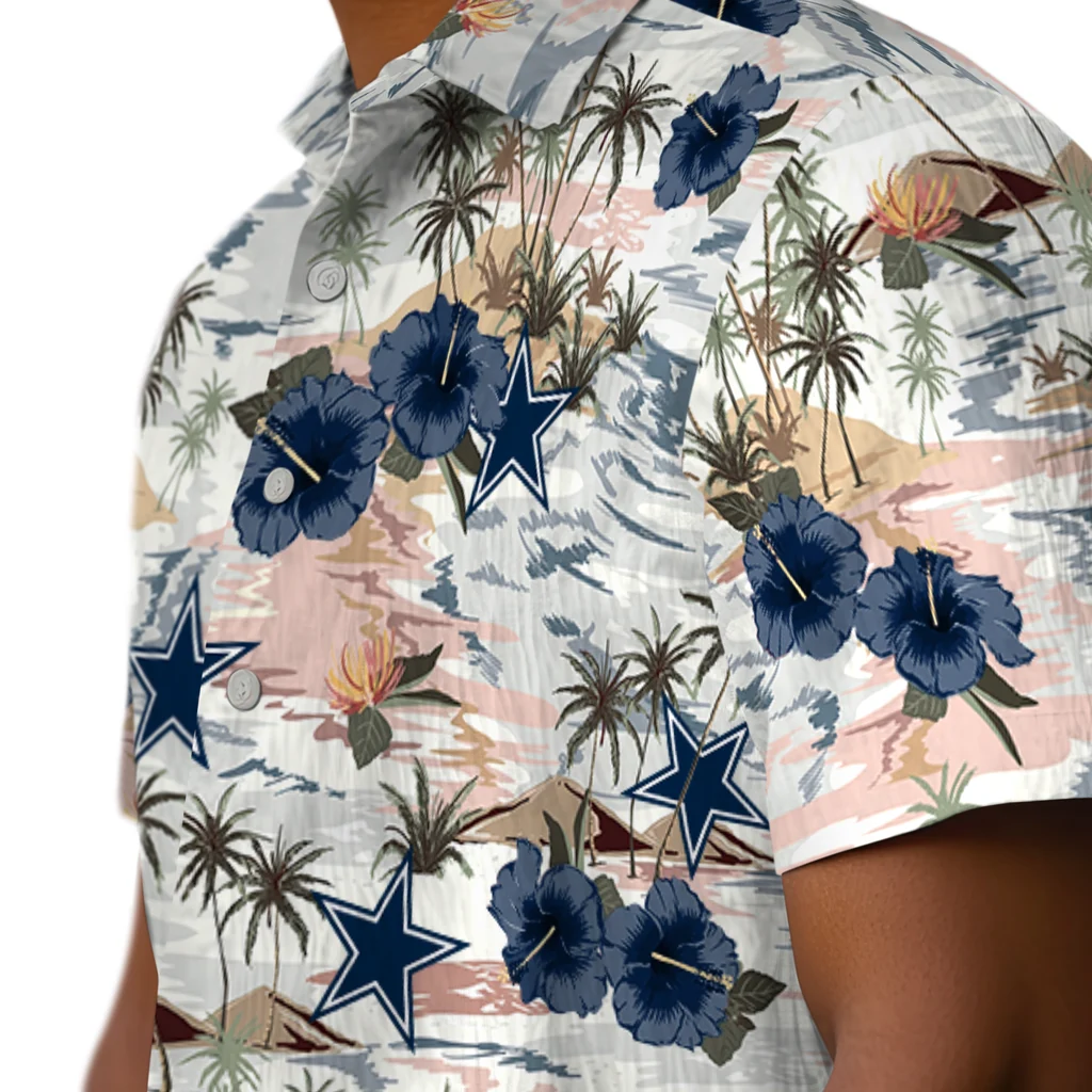 Dallas Cowboys Hawaiian Shirt - Hibiscus Seaside dallas cowboys hibiscus seaside white hawaiian shirts trendy