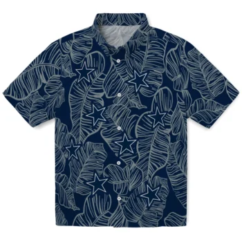 dallas cowboys leaf outline blue hawaiian shirts best selling