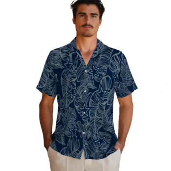 dallas cowboys leaf outline blue hawaiian shirts fashion forward