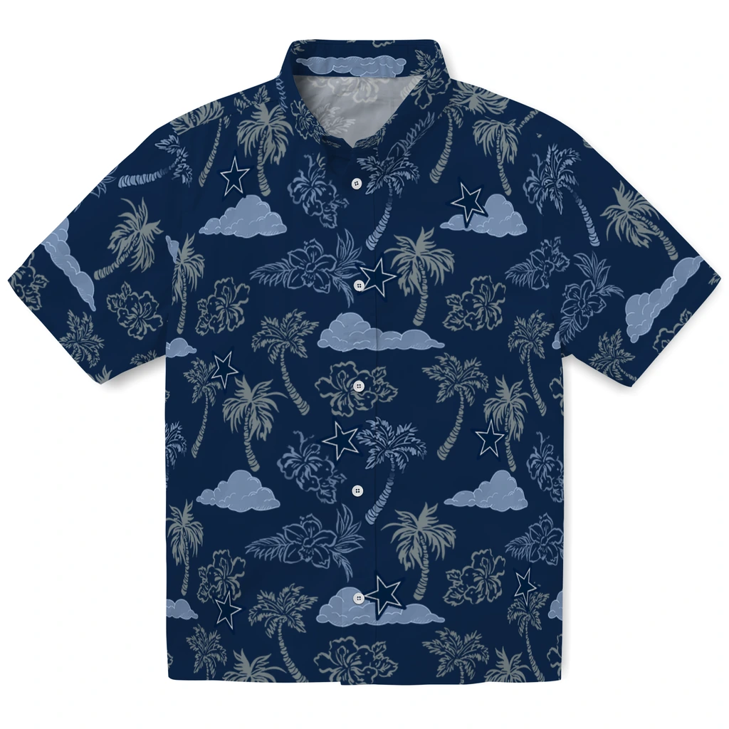 Dallas Cowboys Hawaiian Shirt - Palm And Clouds dallas cowboys palm and clouds blue hawaiian shirts best selling