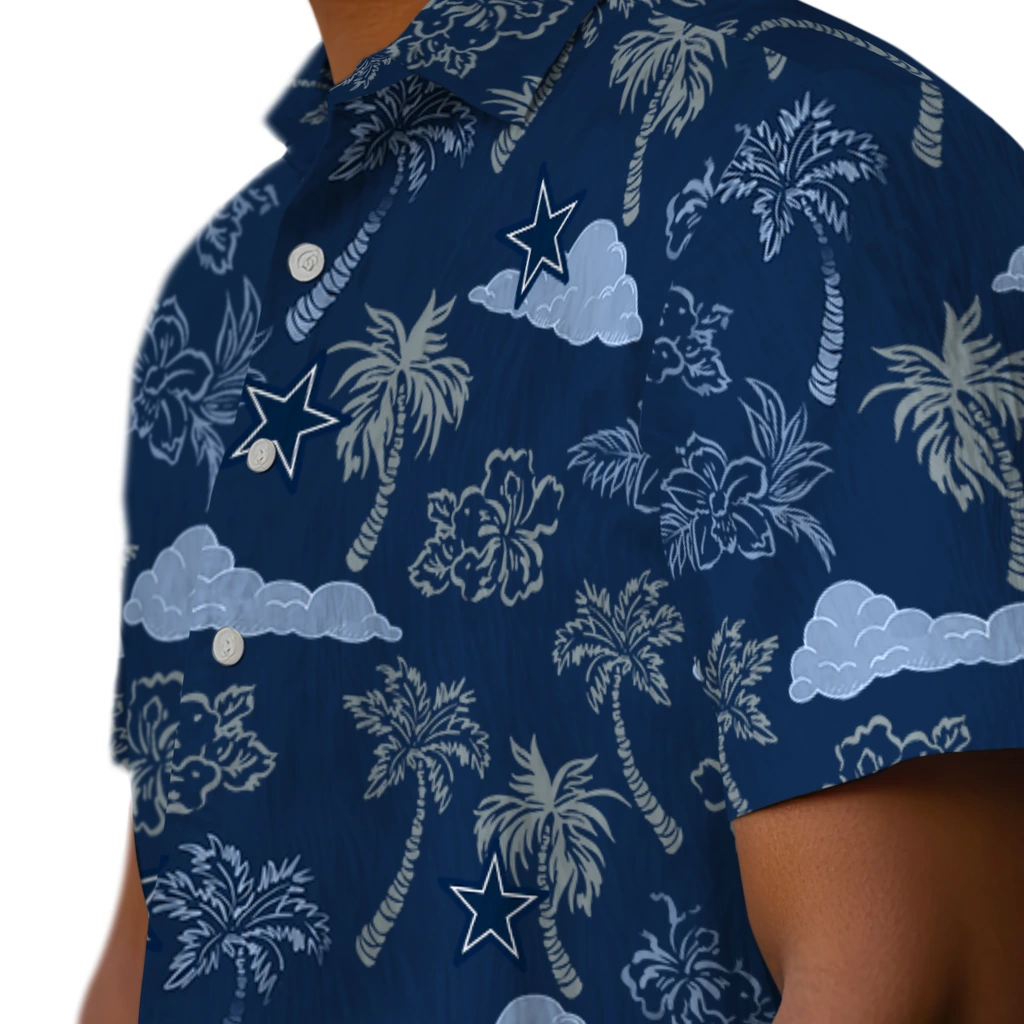 Dallas Cowboys Hawaiian Shirt - Palm And Clouds dallas cowboys palm and clouds blue hawaiian shirts trendy
