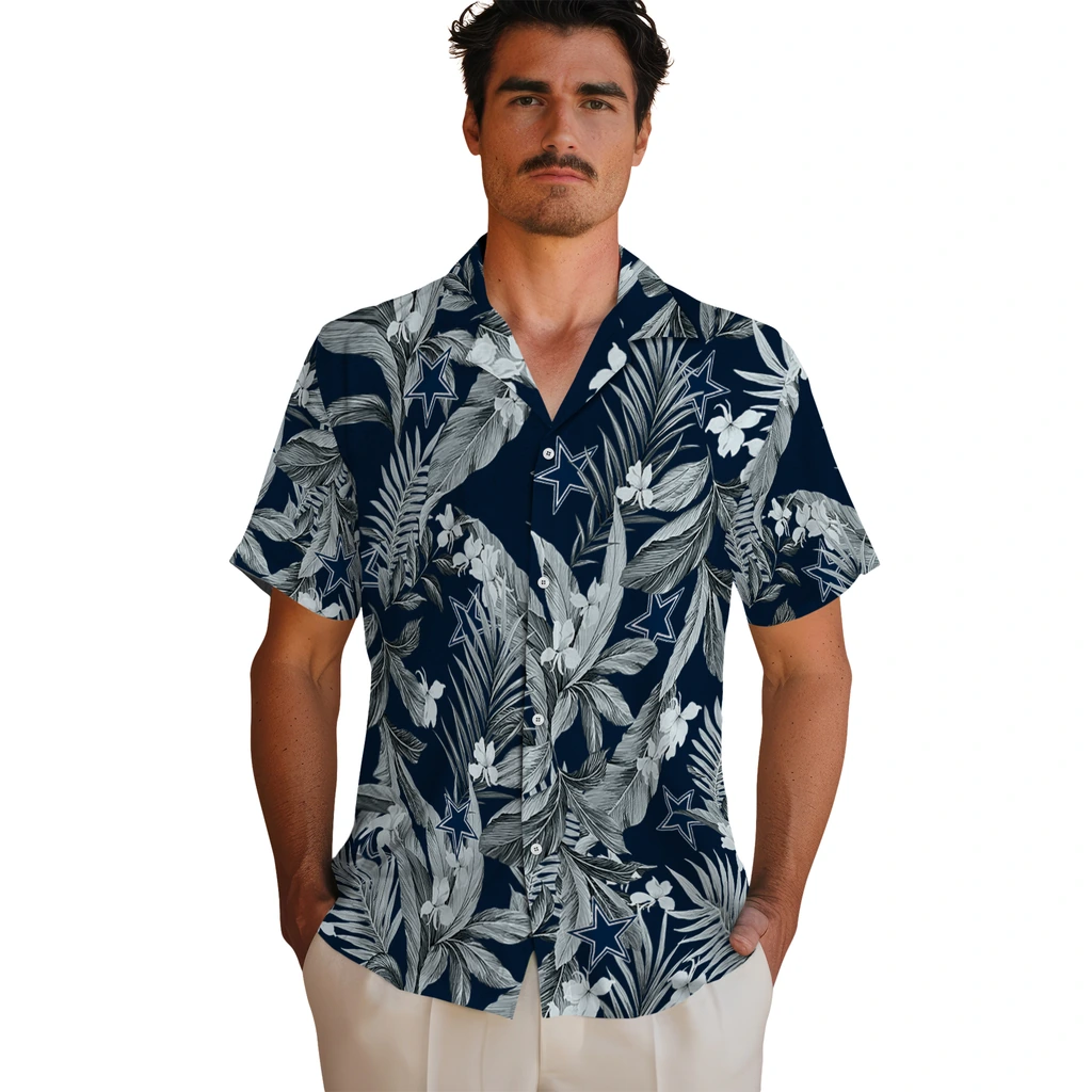 Dallas Cowboys Hawaiian Shirt - Palm Leaves dallas cowboys palm leaves blue hawaiian shirts fashion forward
