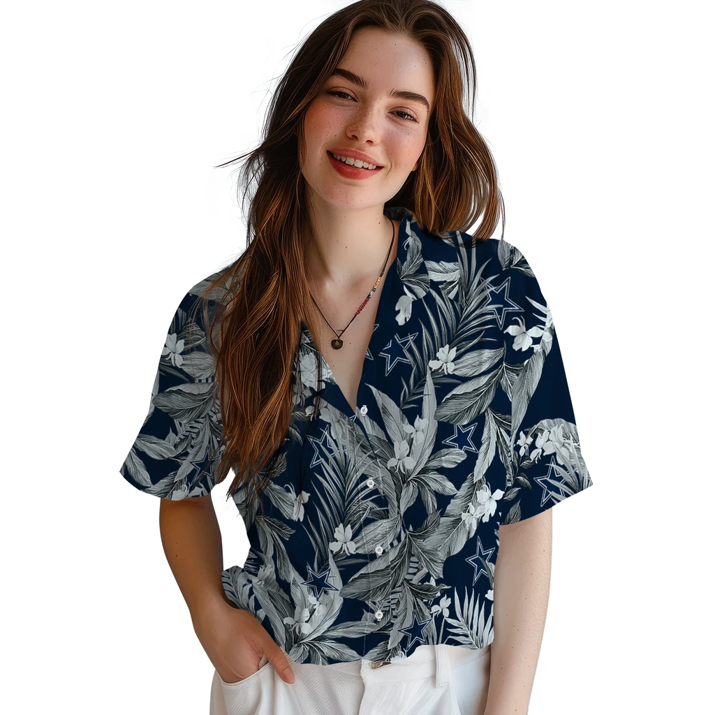 Dallas Cowboys Hawaiian Shirt - Palm Leaves dallas cowboys palm leaves blue hawaiian shirts latest model