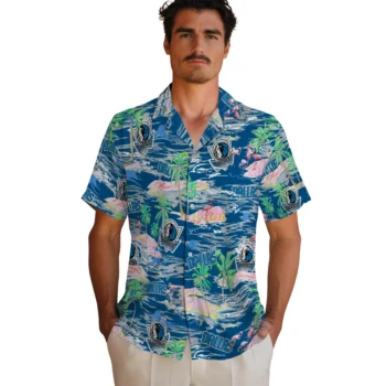 dallas mavericks flamingo retreat blue hawaiian shirts fashion forward