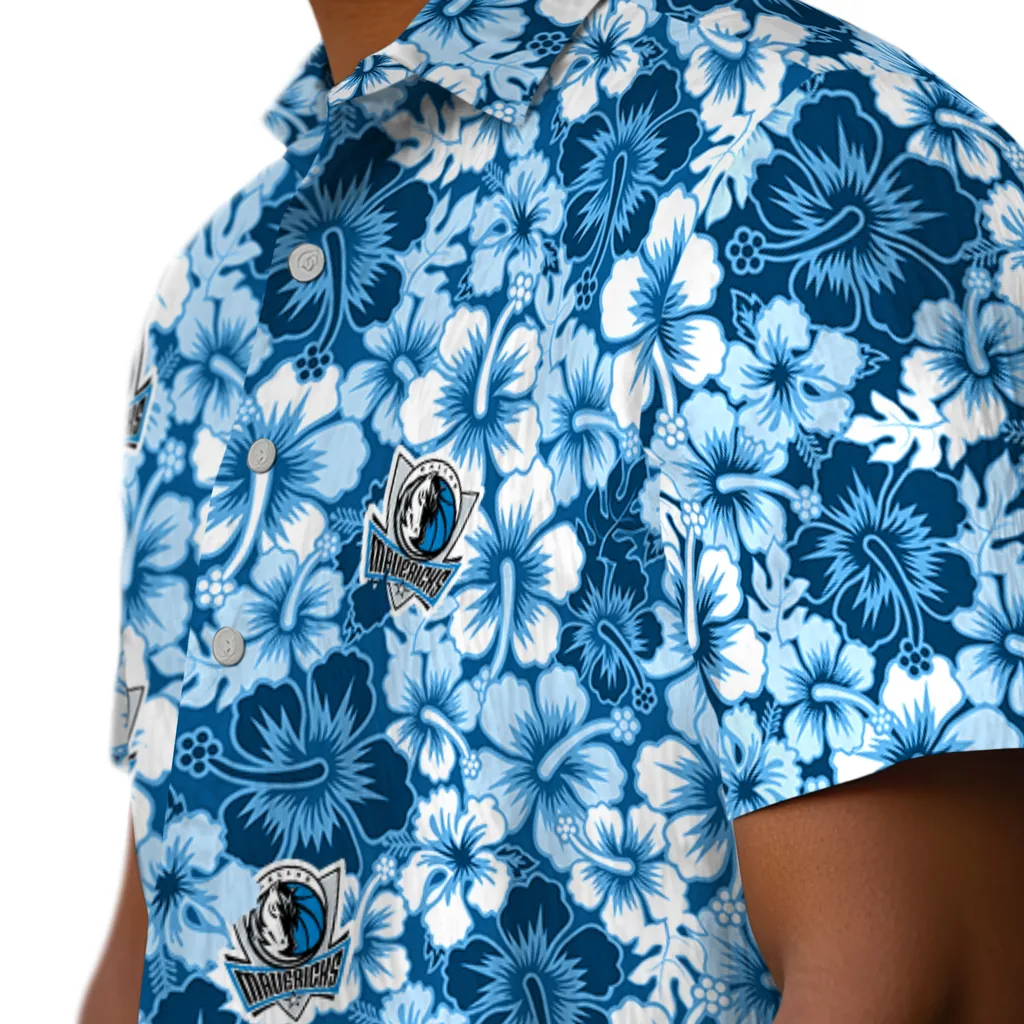 Dallas Mavericks Hawaiian Shirt - Hibiscus Blooms dallas mavericks hibiscus blooms blue hawaiian shirts trendy