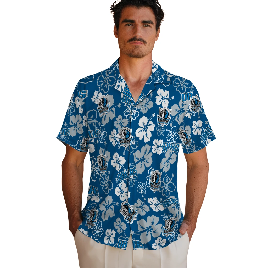 Dallas Mavericks Hawaiian Shirt - Hibiscus Flower Design dallas mavericks hibiscus bloom blue hawaiian shirts fashion forward