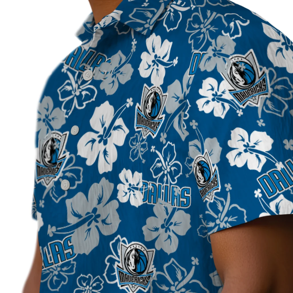 Dallas Mavericks Hawaiian Shirt - Hibiscus Flower Design dallas mavericks hibiscus bloom blue hawaiian shirts trendy