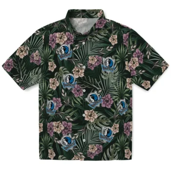 dallas mavericks hibiscus leaves pattern green hawaiian shirts best selling