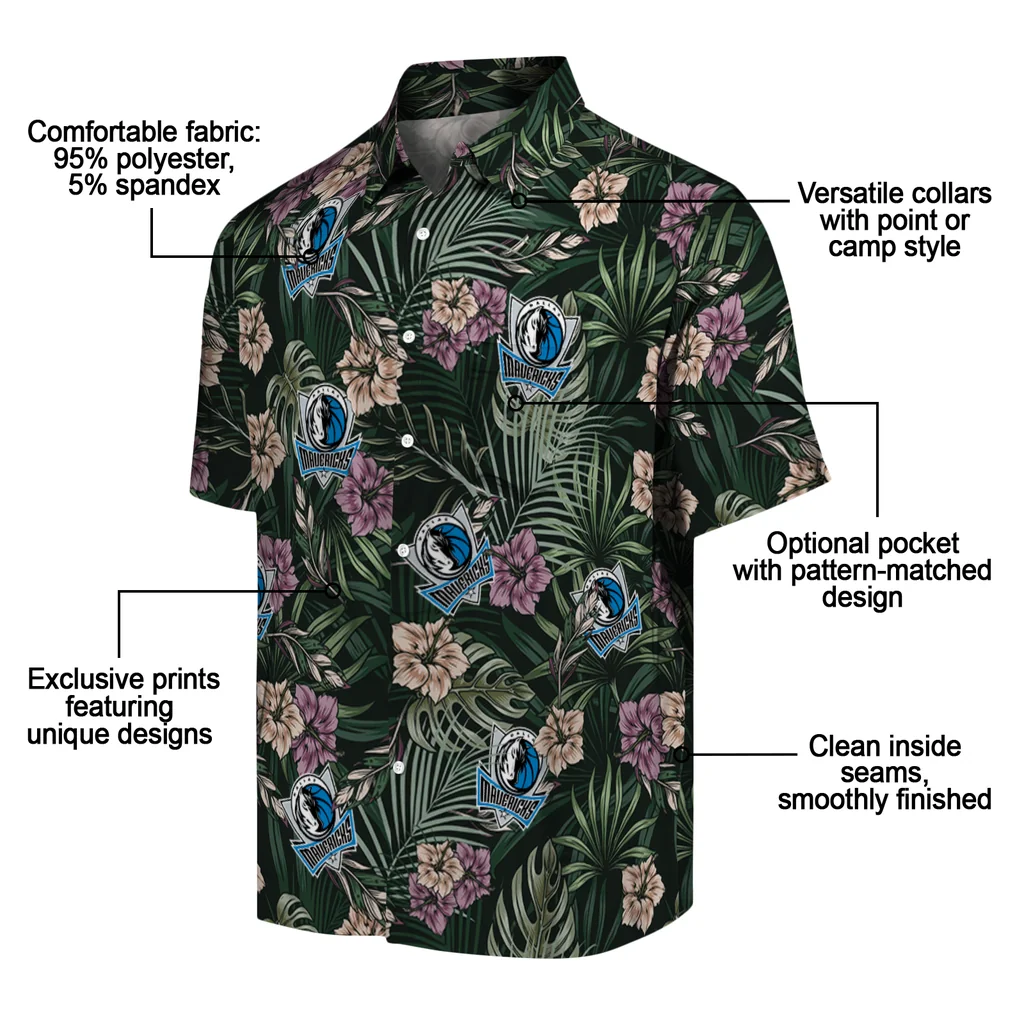 Dallas Mavericks Hawaiian Shirt - Hibiscus Leaves Pattern dallas mavericks hibiscus leaves pattern green hawaiian shirts new arrival