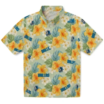 dallas mavericks hibiscus mood pale lime yellow hawaiian shirts best selling