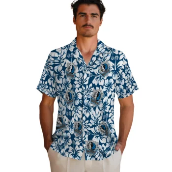 dallas mavericks hibiscus motif blue white hawaiian shirts fashion forward