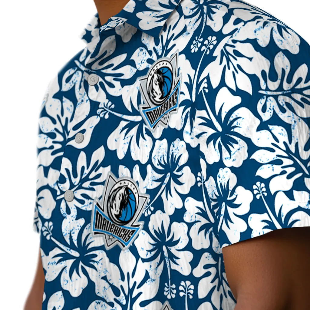 Dallas Mavericks Hawaiian Shirt - Hibiscus Motif dallas mavericks hibiscus motif blue white hawaiian shirts trendy