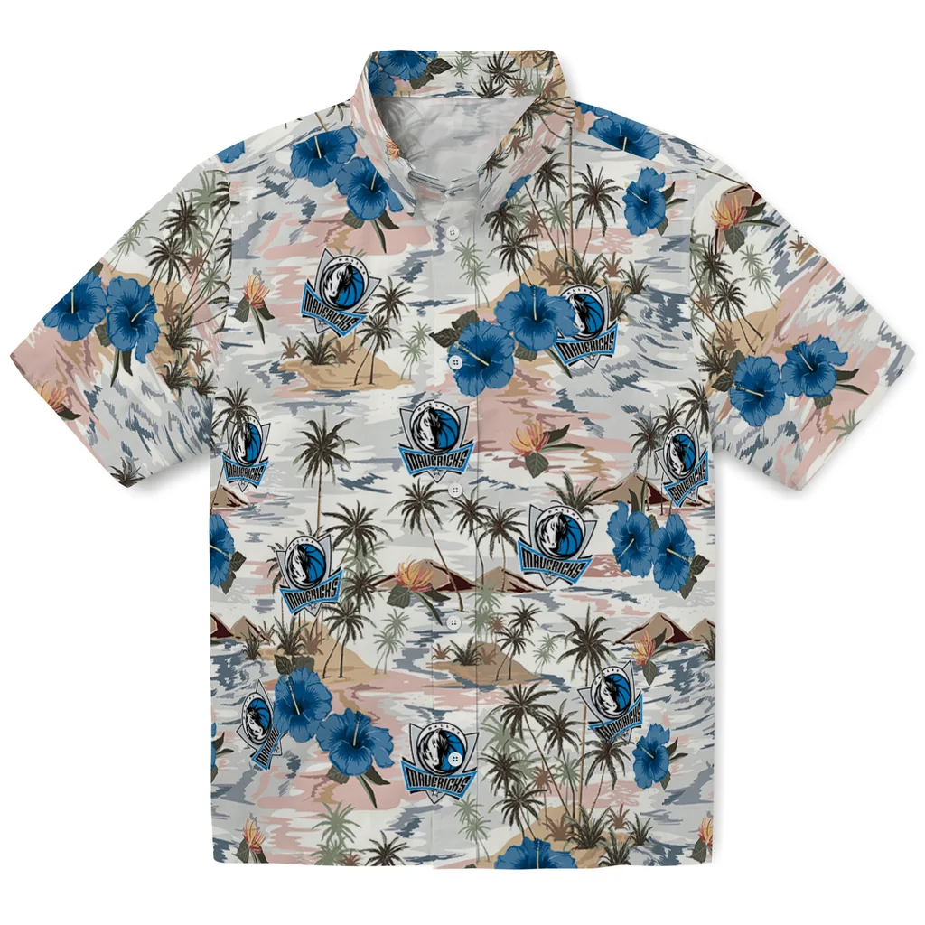 Dallas Mavericks Hawaiian Shirt - Hibiscus Seaside dallas mavericks hibiscus seaside white hawaiian shirts best selling