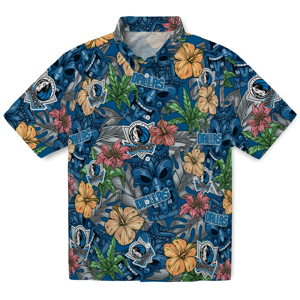 Dallas Mavericks Hawaiian Shirt - Hibiscus Tiki Jungle dallas mavericks tiki jungle blue hawaiian shirts best selling