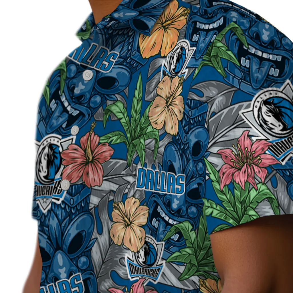 Dallas Mavericks Hawaiian Shirt - Hibiscus Tiki Jungle dallas mavericks tiki jungle blue hawaiian shirts trendy