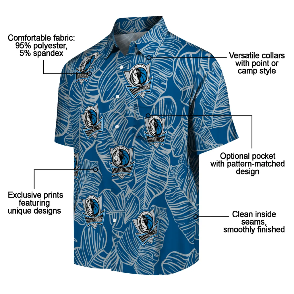 Dallas Mavericks Hawaiian Shirt - Leaf Outline dallas mavericks leaf outline blue hawaiian shirts new arrival