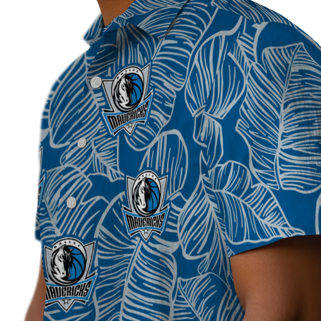 Dallas Mavericks Hawaiian Shirt - Leaf Outline dallas mavericks leaf outline blue hawaiian shirts trendy