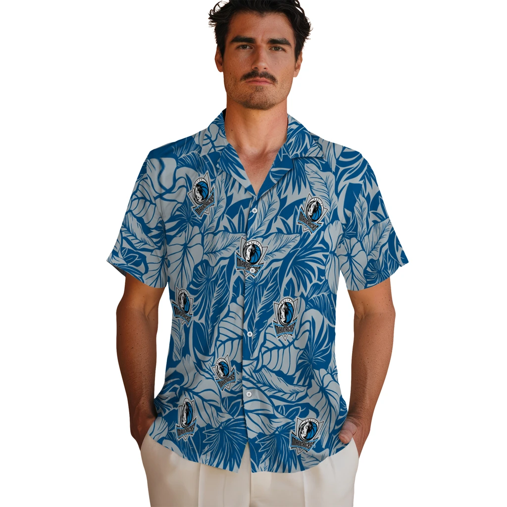 Dallas Mavericks Hawaiian Shirt - Monstera Layer dallas mavericks monstera layer blue hawaiian shirts fashion forward
