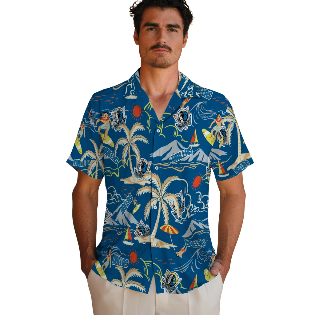 Dallas Mavericks Hawaiian Shirt - Palm Tree Island dallas mavericks palm tree island blue hawaiian shirts fashion forward