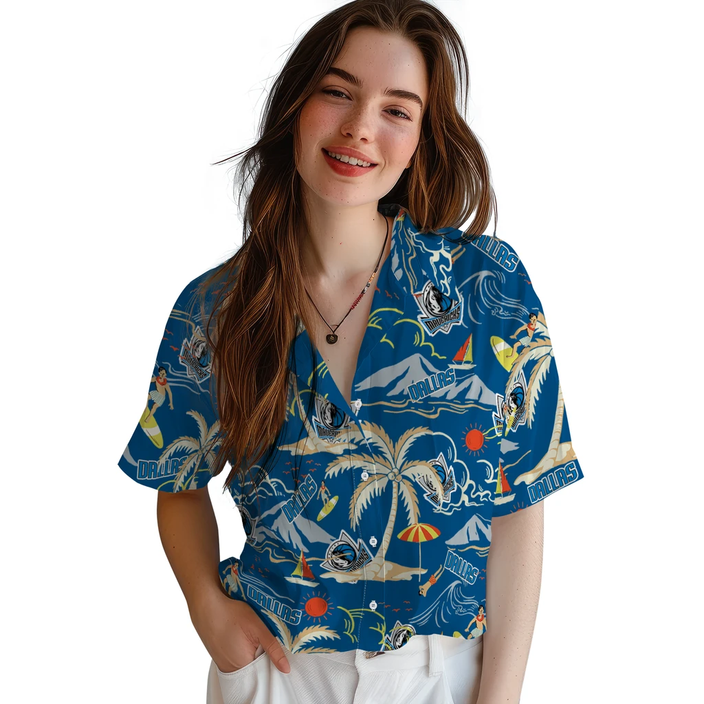 Dallas Mavericks Hawaiian Shirt - Palm Tree Island dallas mavericks palm tree island blue hawaiian shirts latest model