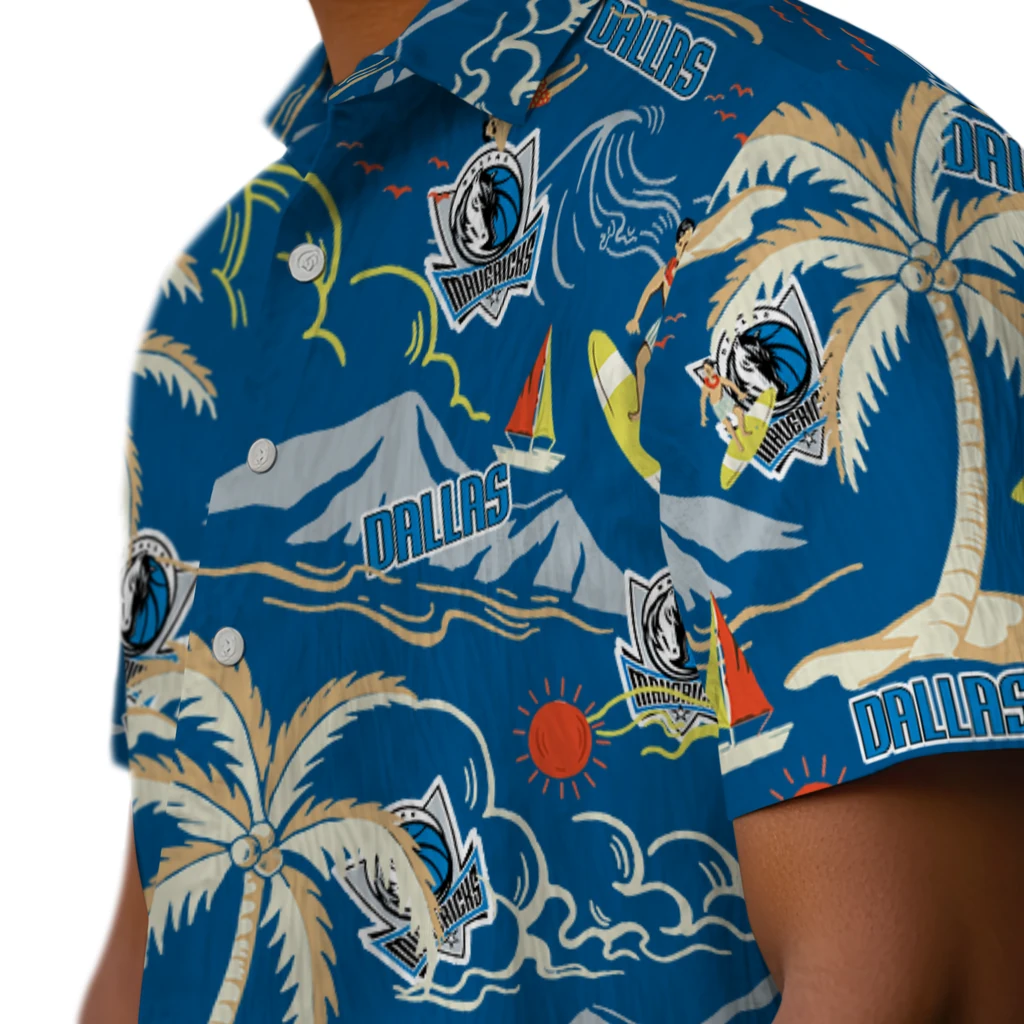Dallas Mavericks Hawaiian Shirt - Palm Tree Island dallas mavericks palm tree island blue hawaiian shirts trendy