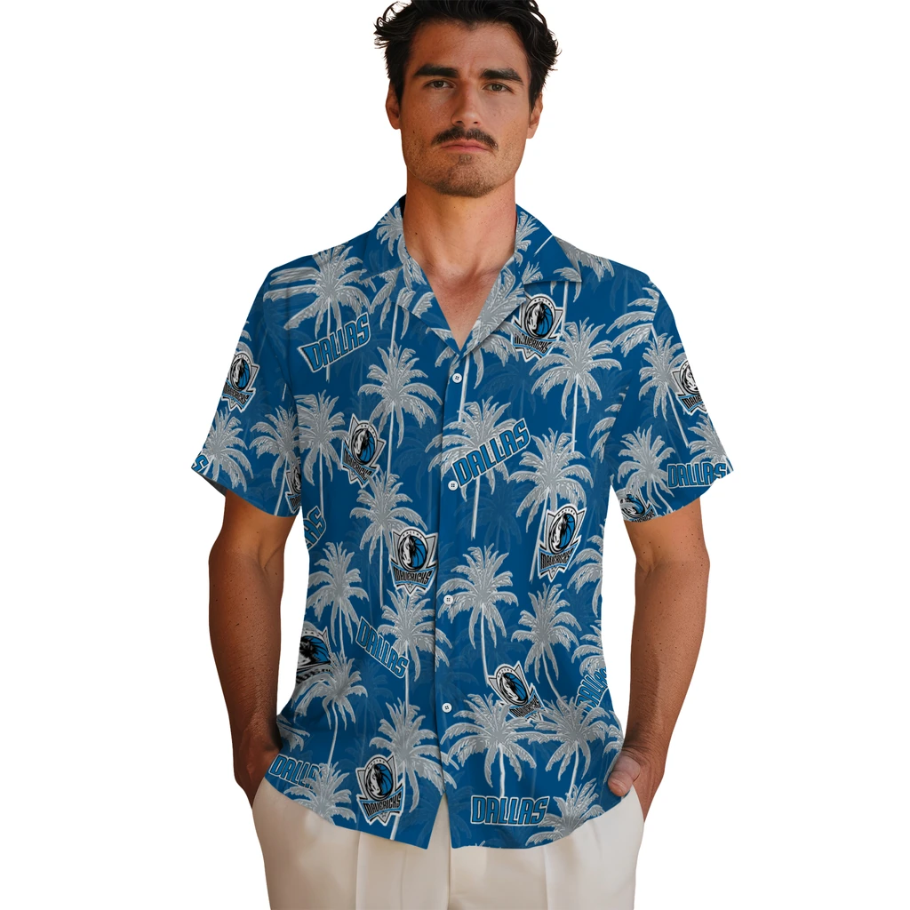Dallas Mavericks Hawaiian Shirt - Palm Tree Motif dallas mavericks palm grove blue hawaiian shirts fashion forward