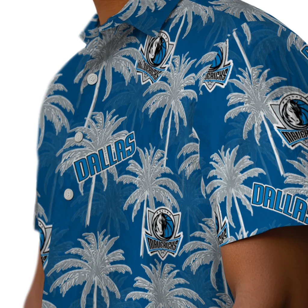 Dallas Mavericks Hawaiian Shirt - Palm Tree Motif dallas mavericks palm grove blue hawaiian shirts trendy