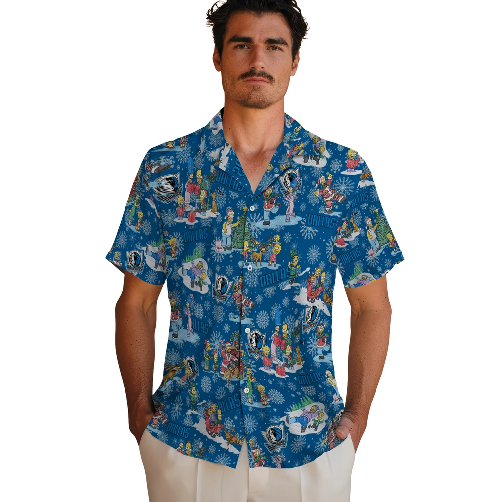 Dallas Mavericks Hawaiian Shirt - Simpsons Christmas dallas mavericks simpsons christmas blue hawaiian shirts fashion forward