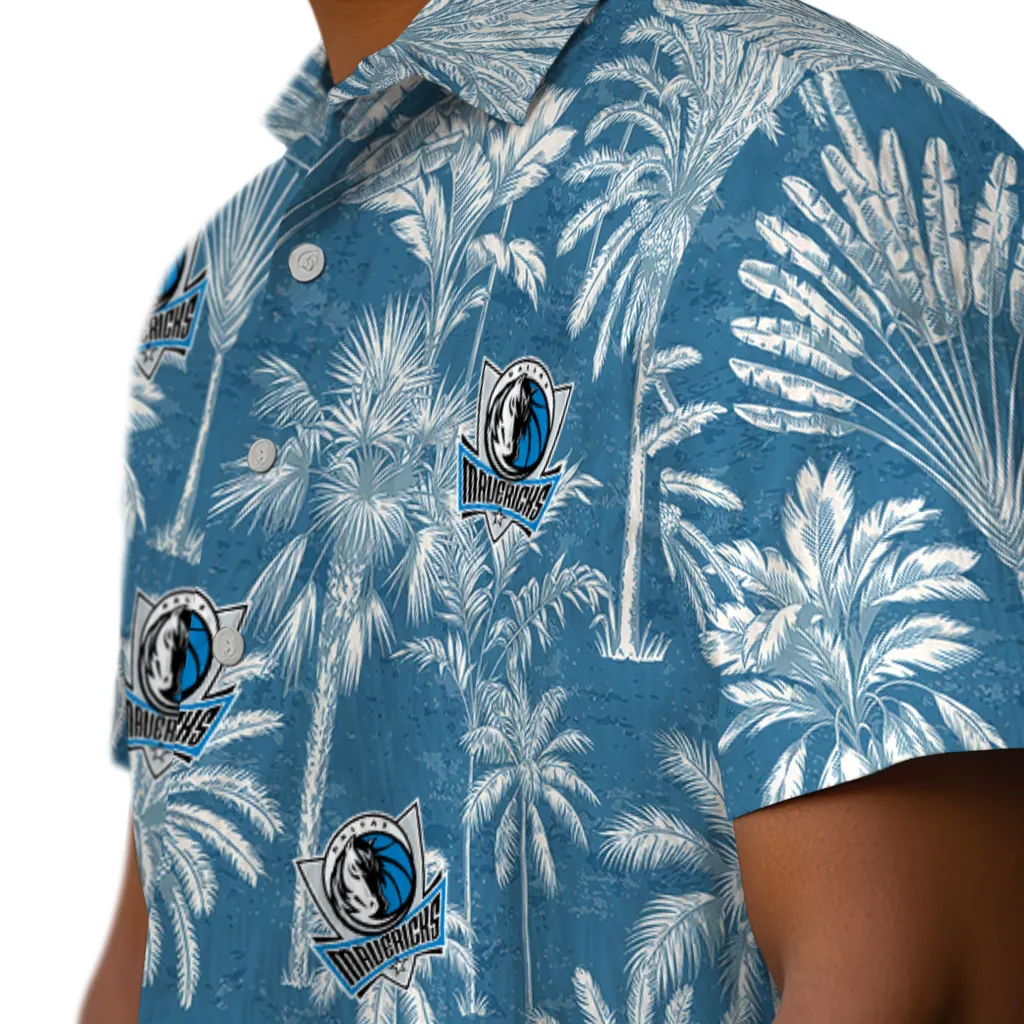 Dallas Mavericks Hawaiian Shirt - Vintage Palm Tree dallas mavericks palm shadows blue hawaiian shirts trendy