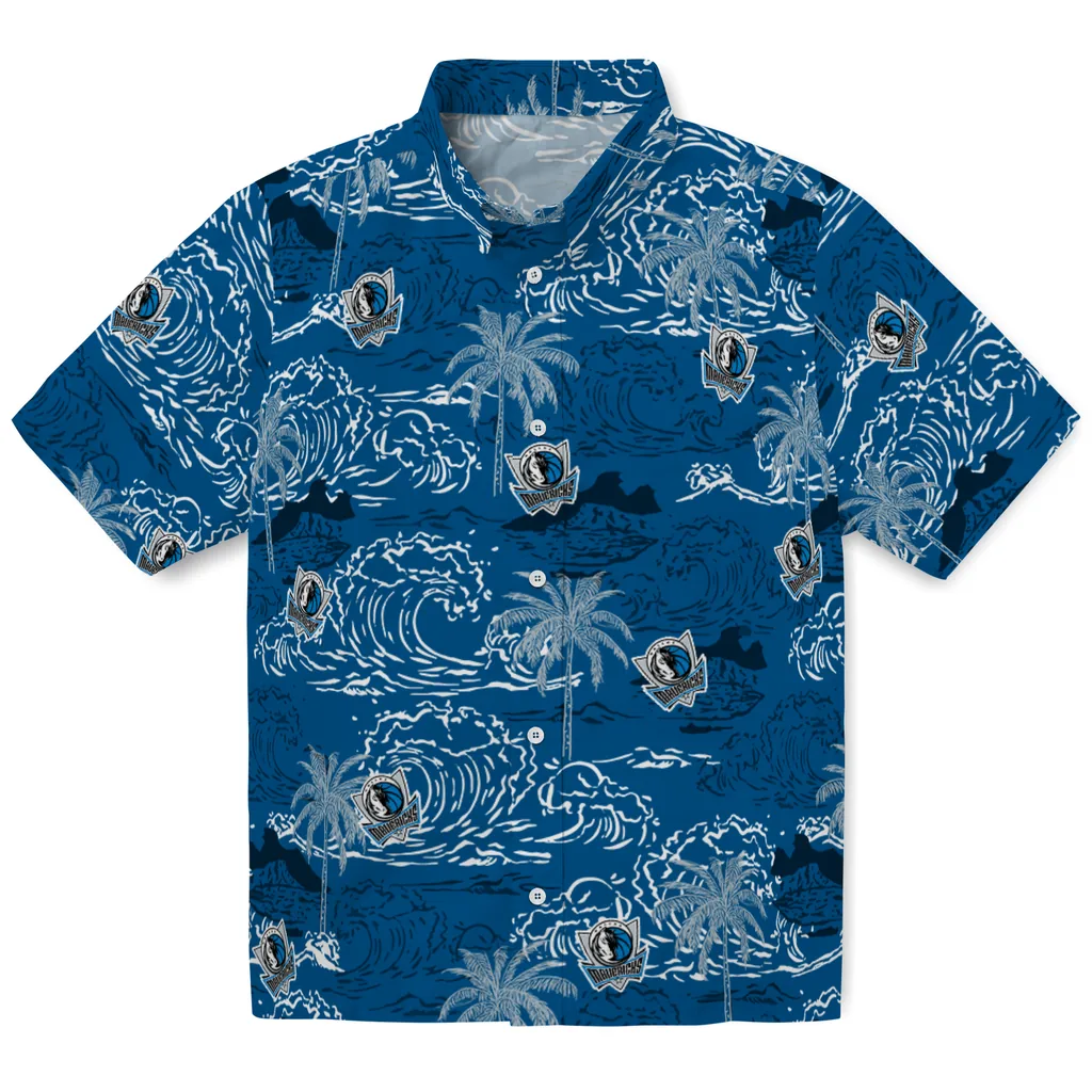 Dallas Mavericks Hawaiian Shirt - Wave Palm dallas mavericks wave palm blue hawaiian shirts best selling