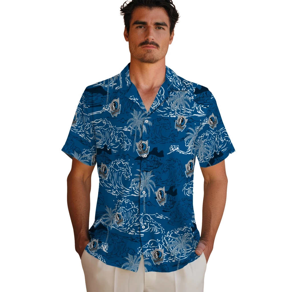 Dallas Mavericks Hawaiian Shirt - Wave Palm dallas mavericks wave palm blue hawaiian shirts fashion forward