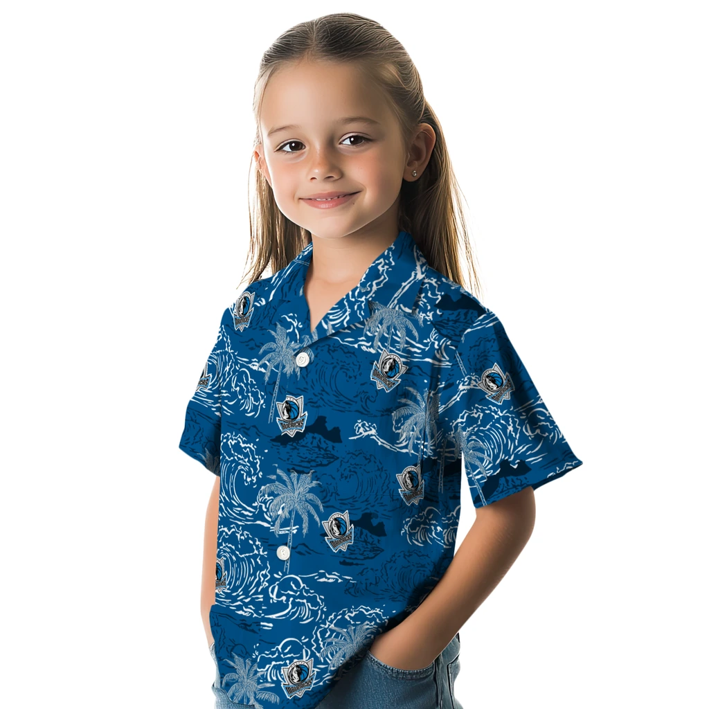Dallas Mavericks Hawaiian Shirt - Wave Palm dallas mavericks wave palm blue hawaiian shirts premium grade