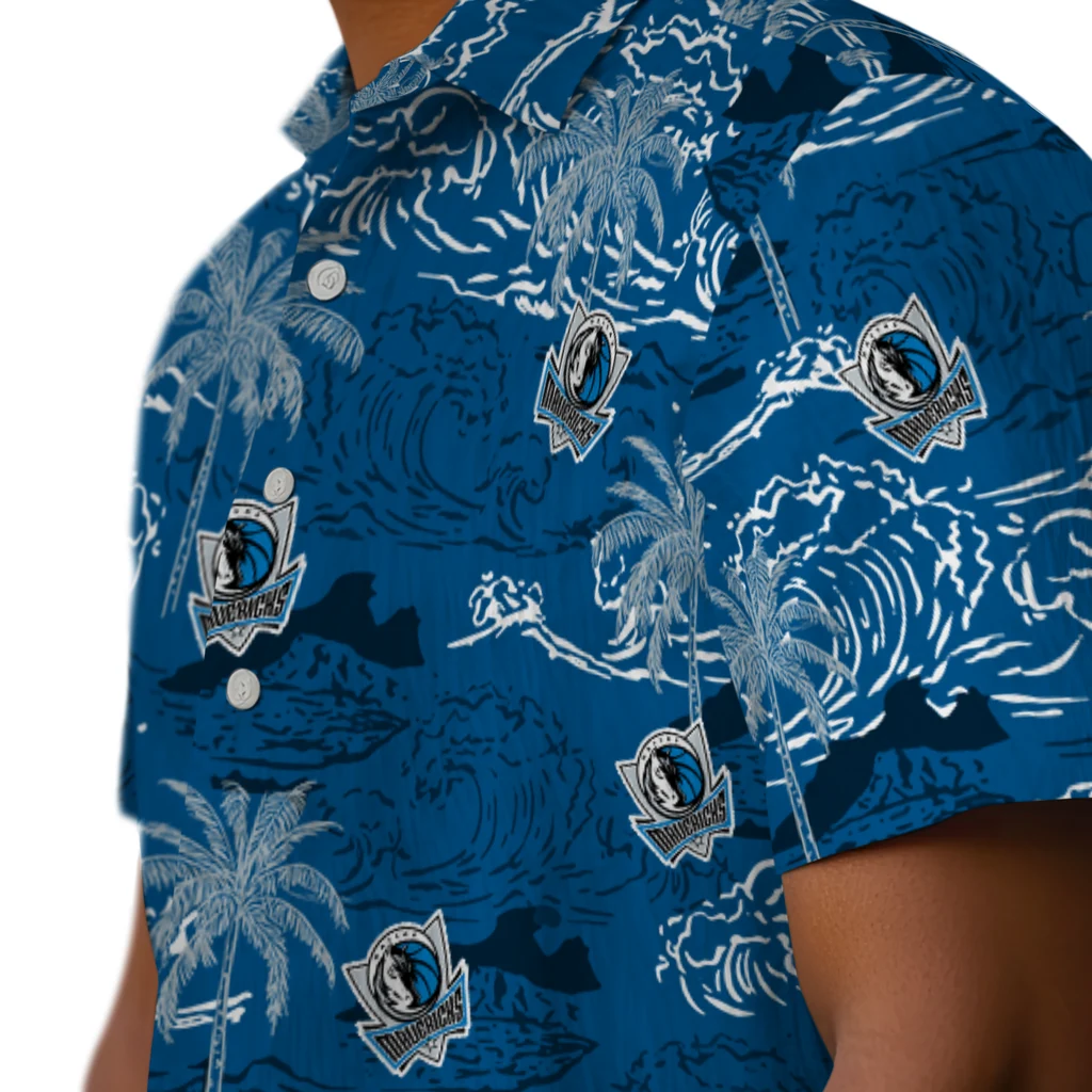 Dallas Mavericks Hawaiian Shirt - Wave Palm dallas mavericks wave palm blue hawaiian shirts trendy