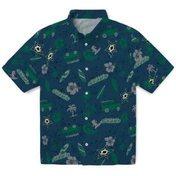 dallas stars beach vibe navy hawaiian shirts best selling