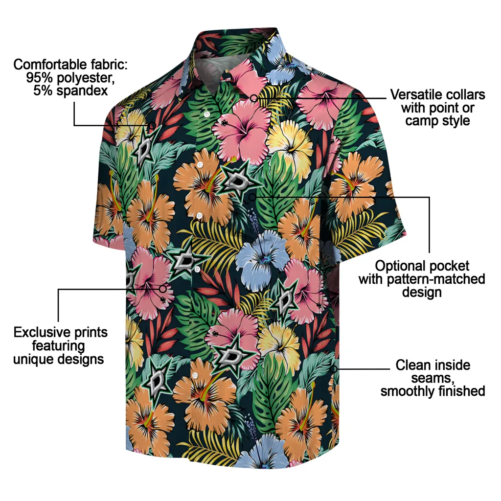 Dallas Stars Hawaiian Shirt - Brilliant Hibiscus Garden dallas stars brilliant hibiscus garden hawaiian shirts new arrival