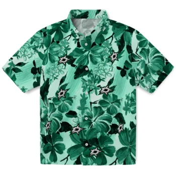 dallas stars hibiscus arrangement green hawaiian shirts best selling