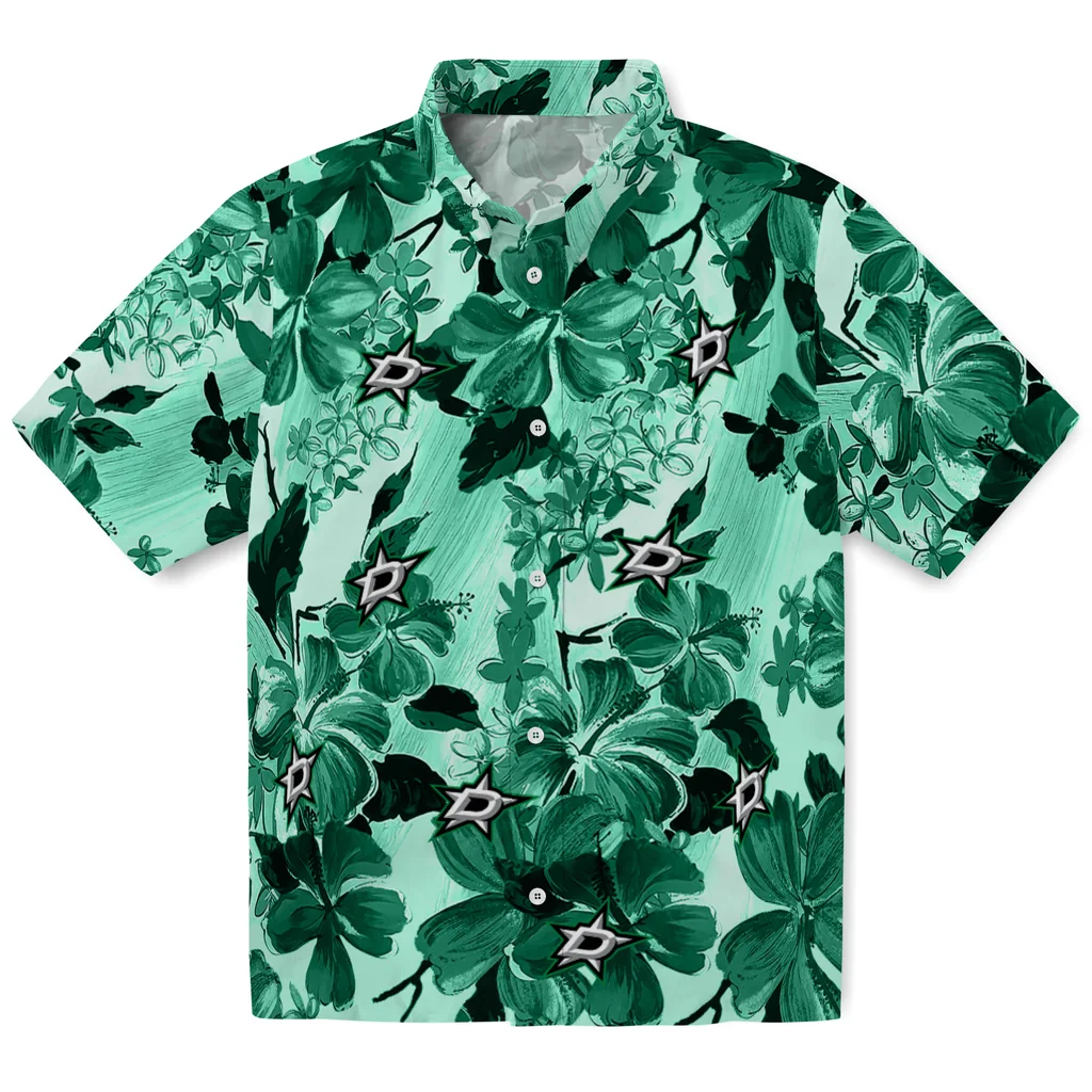 Dallas Stars Hawaiian Shirt - Hibiscus Arrangement dallas stars hibiscus arrangement green hawaiian shirts best selling